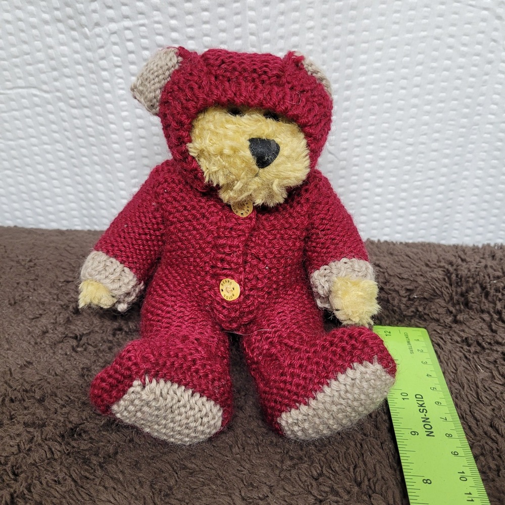 Boyds Bears Archive Collection‎ Knit Hooded Romper Teddy Bear Red Tan 1364 8in